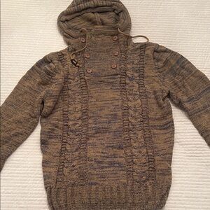 Elegant Unisex Tan Cable Knit Turtleneck Sweater